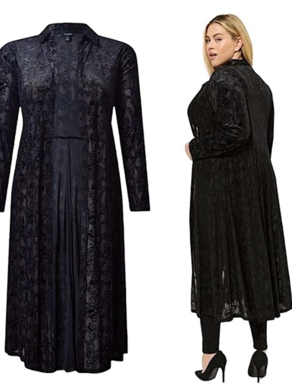 NWT - TORRID Velvet Burnout Deep Black Kimono/Duster Size 4X (26) - Picture 1 of 10